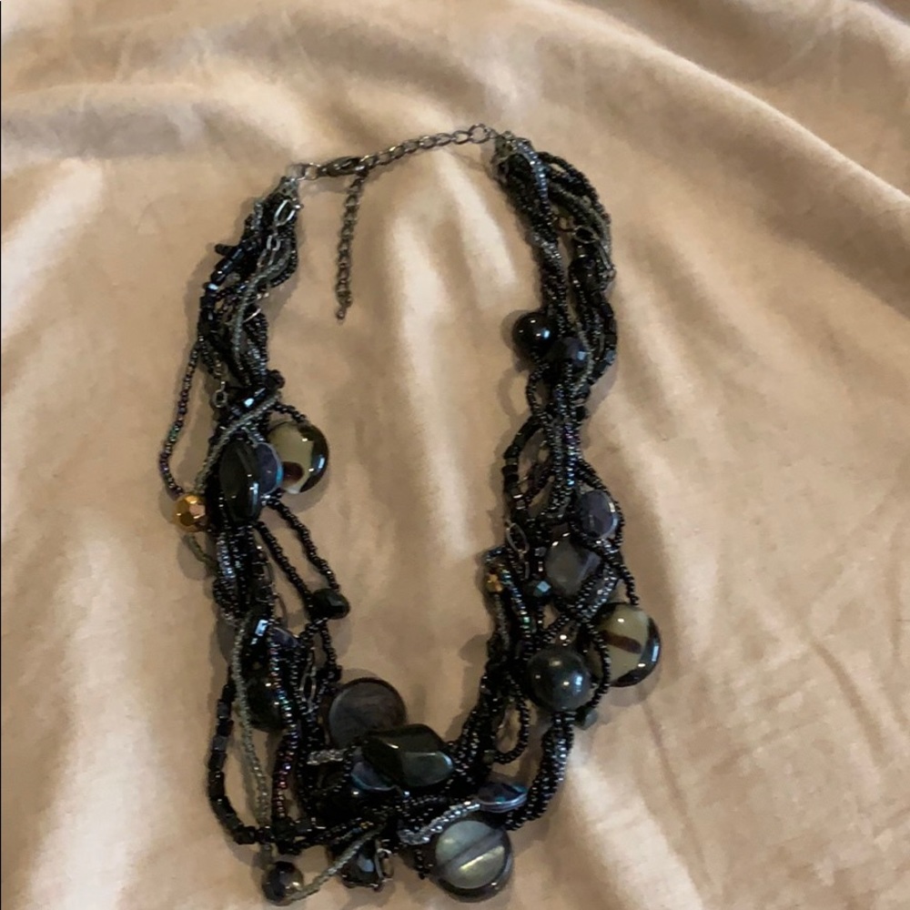 Black beaded statement necklace